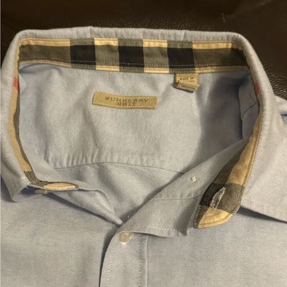 Burberry Light Blue Casual Button Down Shirt excellent condition size L